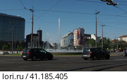 Belgrade Serbia 9.9.23 Slavia Square Trg Slavija, major commercial junction, intersections of Kralja Milana, Beogradska, Makenzijeva, Svetosavska, Bulevar oslobodjenja, Deligradska, Nemanjina streets (2023 год). Редакционное видео, видеограф Юлия Петровская / Фотобанк Лори