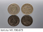 Sri Lankan 1 rupee coin on both sides (2020 год). Стоковое фото, фотограф Сергей Сергеев / Фотобанк Лори