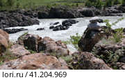 Video of Altai river Katun and Oroktoy rapids Teldekpen near Oroktoysky bridge. Стоковое видео, видеограф Сергей Пристяжнюк (Serg Zastavkin) / Фотобанк Лори