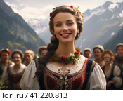 A group of Austrians in national dress. Стоковое AI-изображение, AI-художник Кирилл Черезов / Фотобанк Лори