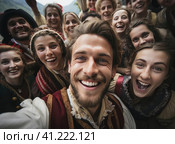 A group of Austrians in national dress. Стоковое AI-изображение, AI-художник Кирилл Черезов / Фотобанк Лори