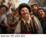 A group of Austrians in national dress. Стоковое AI-изображение, AI-художник Кирилл Черезов / Фотобанк Лори