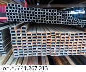 Metalwork profile tubing. Steel bars of rolled metal. Стоковое фото, фотограф Леонид Еремейчук / Фотобанк Лори
