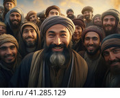 A group of Muslim mullahs. Стоковое AI-изображение, AI-художник Кирилл Черезов / Фотобанк Лори