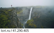 Most beautiful Haifoss waterfall in iceland highland. Стоковое фото, фотограф Igor Tichonow / Фотобанк Лори