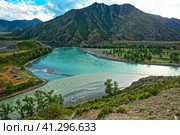 Место слияние рек Чуи и Катуни. Горный Алтай (2023 год). Редакционное фото, фотограф Макаров Алексей / Фотобанк Лори