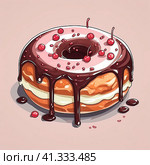 Fresh donuts covered with chocolate glaze on a homogeneous background. Generated by AI. Стоковое AI-изображение, AI-художник Ярославский Максим / Фотобанк Лори