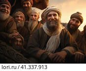 A group of Muslim mullahs. Стоковое AI-изображение, AI-художник Кирилл Черезов / Фотобанк Лори