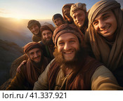 A group of Muslim mullahs. Стоковое AI-изображение, AI-художник Кирилл Черезов / Фотобанк Лори