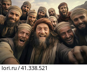 A group of Muslim mullahs. Стоковое AI-изображение, AI-художник Кирилл Черезов / Фотобанк Лори