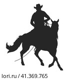 Cowboy with lasso riding a horse. Стоковая иллюстрация, иллюстратор Долотова Елена Викторовна / Фотобанк Лори