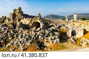 Ruined theatre in ancient Lycian city of Xanthos, Turkey. Стоковое фото, фотограф Яков Филимонов / Фотобанк Лори