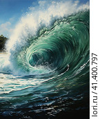 A huge blue ocean wave. Generated by AI. Стоковое AI-изображение, AI-художник Ярославский Максим / Фотобанк Лори
