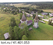 Деревянная Богоявленская церковь в Ширяихе (Ошевенск). Россия, Каргопольский район (2021 год). Стоковое фото, фотограф Яковлев Сергей / Фотобанк Лори