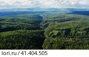 Южный Урал летом: Зилаирский район, горная тайга. Вид с воздуха. Southern Urals in the summer: Zilairsky district, mountain taiga. Aerial view. Стоковое видео, видеограф Евгений Романов / Фотобанк Лори