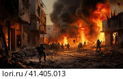 Clashes in the Gaza Strip. Стоковое AI-изображение, AI-художник Кирилл Черезов / Фотобанк Лори