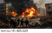 Clashes in the Gaza Strip. Стоковое AI-изображение, AI-художник Кирилл Черезов / Фотобанк Лори