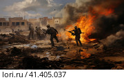 Clashes in the Gaza Strip. Стоковое AI-изображение, AI-художник Кирилл Черезов / Фотобанк Лори
