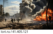 Clashes in the Gaza Strip. Стоковое AI-изображение, AI-художник Кирилл Черезов / Фотобанк Лори