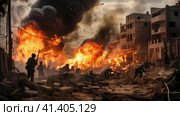 Clashes in the Gaza Strip. Стоковое AI-изображение, AI-художник Кирилл Черезов / Фотобанк Лори