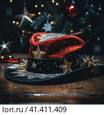 A cowboy hat for christmas, generated by AI. Стоковое AI-изображение, AI-художник Мария Шадрина / Фотобанк Лори