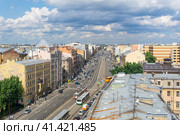 Top view of Ligovsky Prospekt in the historical center of St. Petersburg (2023 год). Редакционное фото, фотограф Евгений Харитонов / Фотобанк Лори