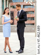 Attractive business young couple working together. Стоковое фото, фотограф Андрей Аркуша / Фотобанк Лори