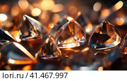 A group of diamonds are shown in a dark background, AI. Стоковое AI-изображение, AI-художник Сергей Старуш / Фотобанк Лори