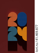 3D illustration inscription 2024 on a colorful  background. Changeability of years. Illustration of the symbol of the new year. Стоковое фото, фотограф Виталий Сова / Фотобанк Лори