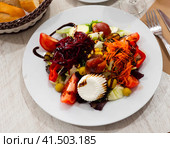 Ensalada con queso fresco, salad with cheese and vegetables. Стоковое фото, фотограф Яков Филимонов / Фотобанк Лори