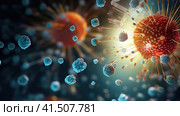 Viruses in the microcosm. Стоковое AI-изображение, AI-художник Кирилл Черезов / Фотобанк Лори