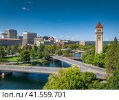 spokane landmark washington clocktower downtown. Стоковое фото, фотограф Mark Agnor / Фотобанк Лори