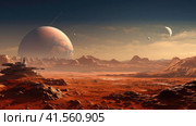 Exploration of Mars, a rover on the surface of the red planet. Стоковое AI-изображение, AI-художник Кирилл Черезов / Фотобанк Лори