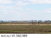 Su-35 fighters at the airfield. Стоковое фото, фотограф Леонид Еремейчук / Фотобанк Лори
