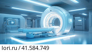 An MRI machine in a futuristic-style hospital. Generated by AI. Стоковое AI-изображение, AI-художник Ярославский Максим / Фотобанк Лори