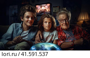 People watching TV, propaganda. Стоковое AI-изображение, AI-художник Кирилл Черезов / Фотобанк Лори