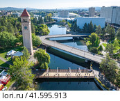 spokane landmark washington clocktower downtown. Стоковое фото, фотограф Mark Agnor / Фотобанк Лори