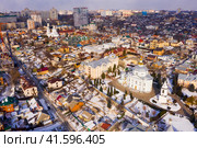 Alekseevo-Akatov monastery and the old residential quarters in the winter in Voronezh. Стоковое фото, фотограф Яков Филимонов / Фотобанк Лори