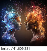 neurodivergent, stock illustration, flat illustration, Autism spectrum disorders and awareness of neurodiversity. Стоковое AI-изображение, AI-художник Ирина Ручушкина / Фотобанк Лори