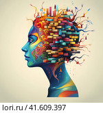neurodivergent, stock illustration, flat illustration, Autism spectrum disorders and awareness of neurodiversity. Стоковое AI-изображение, AI-художник Ирина Ручушкина / Фотобанк Лори