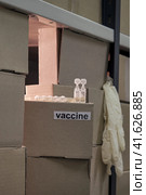 Virus vaccine supply problem and drug shortage. Vials for vaccination against the coronavirus in stock. Стоковое фото, фотограф Андрей Журавлев / Фотобанк Лори