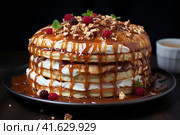 PANCAKE CAKE with berries,  Generative AI. Стоковое AI-изображение, AI-художник Анна Кривицкая / Фотобанк Лори