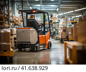 A large warehouse where various products are stored, a large store and a rack with a wide range of products and items. Generated by AI. Стоковое AI-изображение, AI-художник Ярославский Максим / Фотобанк Лори