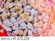 Desert roses form crystallize as minerals in layers of sand or soil. Desert rose is given on Valentine's Day as a symbol of unfading love. Стоковое фото, фотограф Андрей Журавлев / Фотобанк Лори
