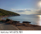 Beautiful sunset at the seaside, Greece. Редакционное фото, фотограф Екатерина Каляева / Фотобанк Лори