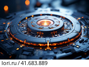 Nanorobots building a quantum-processor, ,    Generative AI. Стоковое AI-изображение, AI-художник Анна Кривицкая / Фотобанк Лори