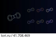 Набор неоновых символов наручников. Набор символов разного цвета, слабое неоновое свечение. Иллюстрация на черном фоне. Стоковая иллюстрация, иллюстратор Карпенко Алексей / Фотобанк Лори