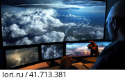 A meteorologist analyzes weather information. Стоковое AI-изображение, AI-художник Кирилл Черезов / Фотобанк Лори