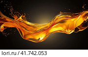 Golden honey wave on a dark background. Generated by AI. Стоковое AI-изображение, AI-художник Ярославский Максим / Фотобанк Лори