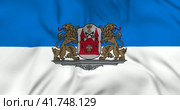 Развевающийся флаг города Рига, столица Латвии. 3д анимация в 4к. Waving flag of Riga, the capital city of Latvia. 3d animation in 4k resolution video. Стоковое видео, видеограф Александр Кузнецов / Фотобанк Лори